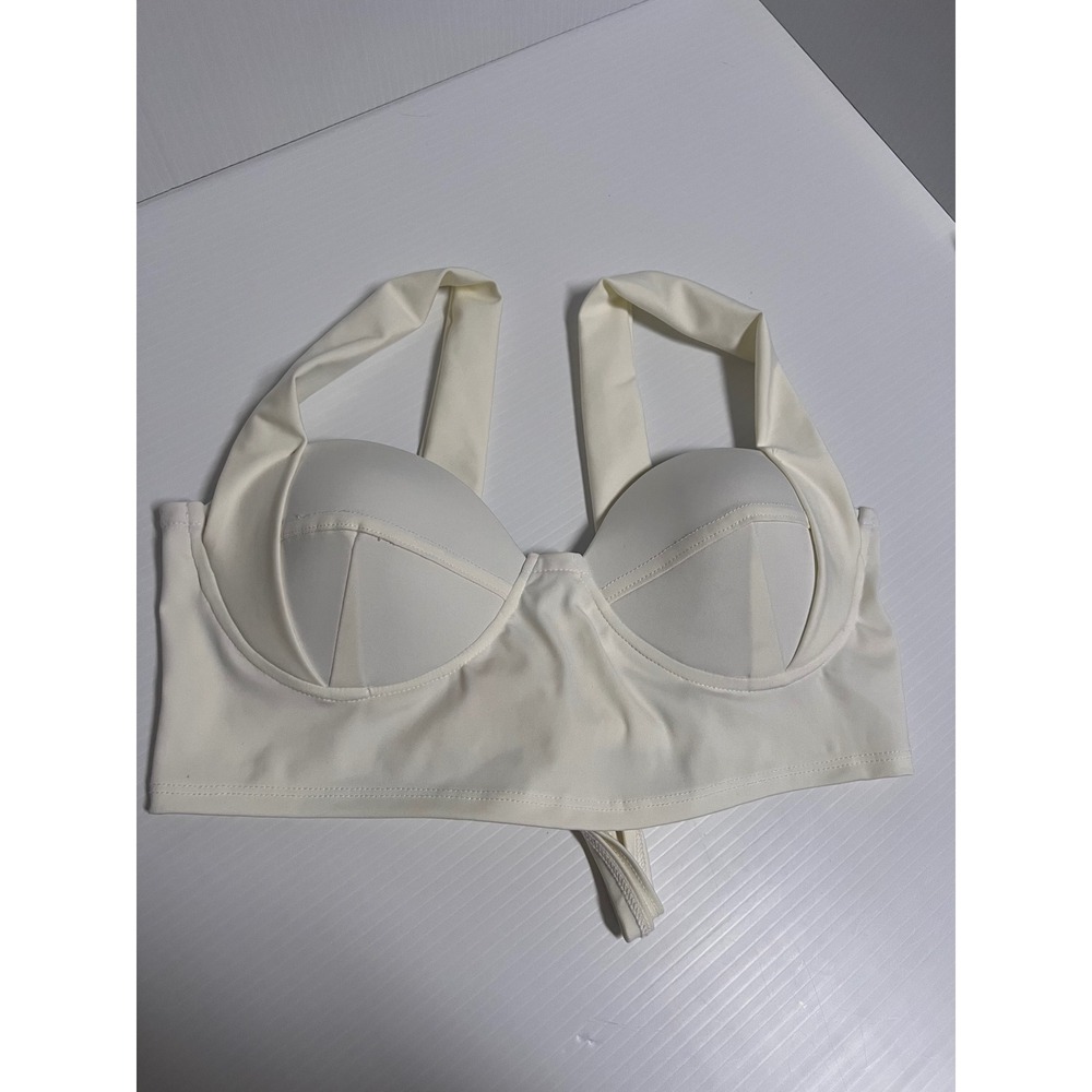Maemi Official Blusa Virginia Cream Lace Up Corset Crop Top Underwire Size M